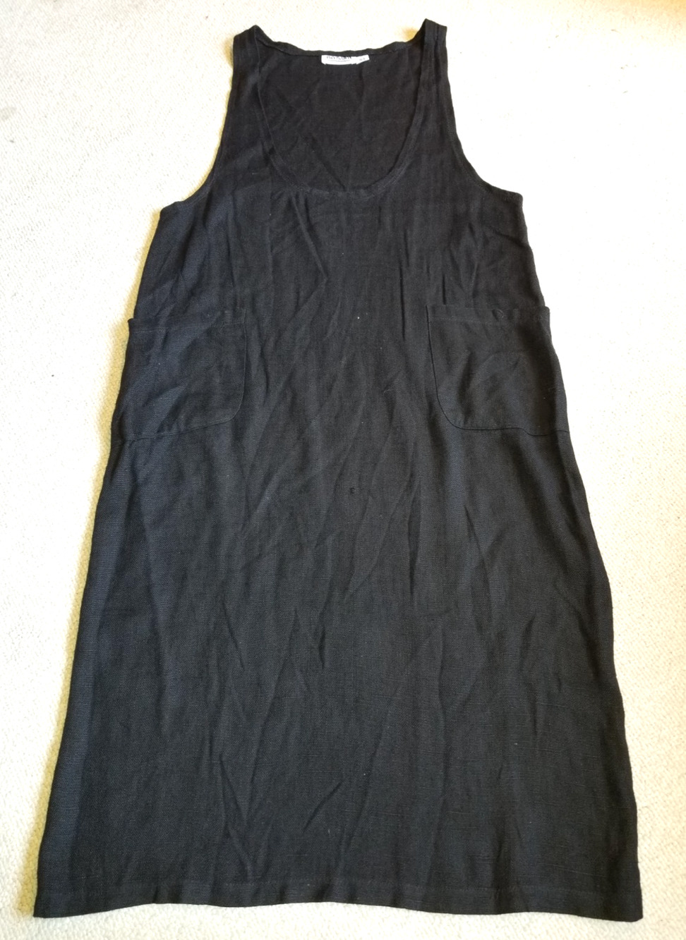 Womens Jumper-NO SAINT-US-black linen blend maxi pockets lagenlook oversized-M/L